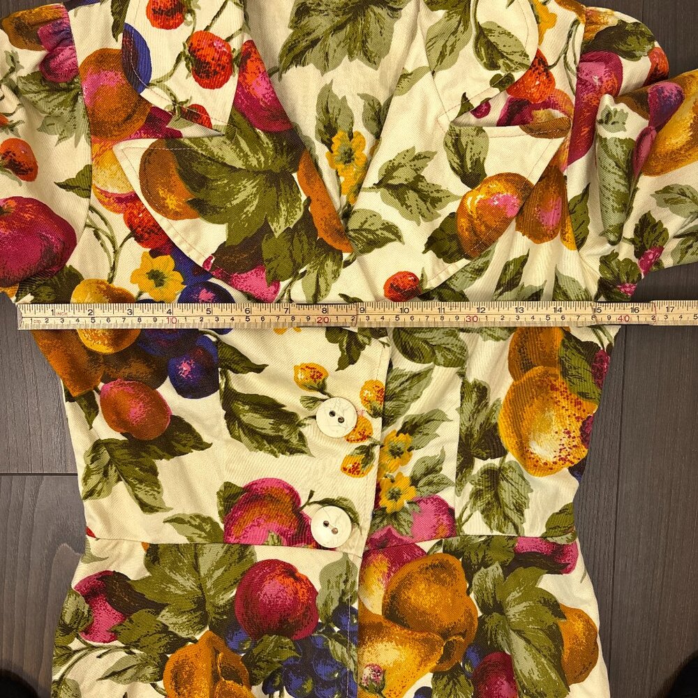 VTG SirJé of California Fruit Print Blazer Women’s Small Artsy Whimsical Retro - Picture 12 of 16